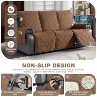 Taococo 100% Waterproof Recliner Sofa Covers 3 Seater Split Couch Covers For 3 Cushion Reclining Couch With Straps  Non Slip Reclining Sofa Covers Furniture Protector For Kids Pets(3 Seater  Brown)