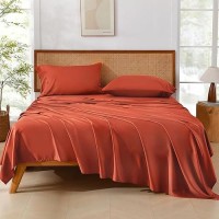 Andency Orange King Size Sheets Set 100 Viscose Derived From Bamboo Cooling King Sheets Deep Pocket Up To 16 Silky Soft B