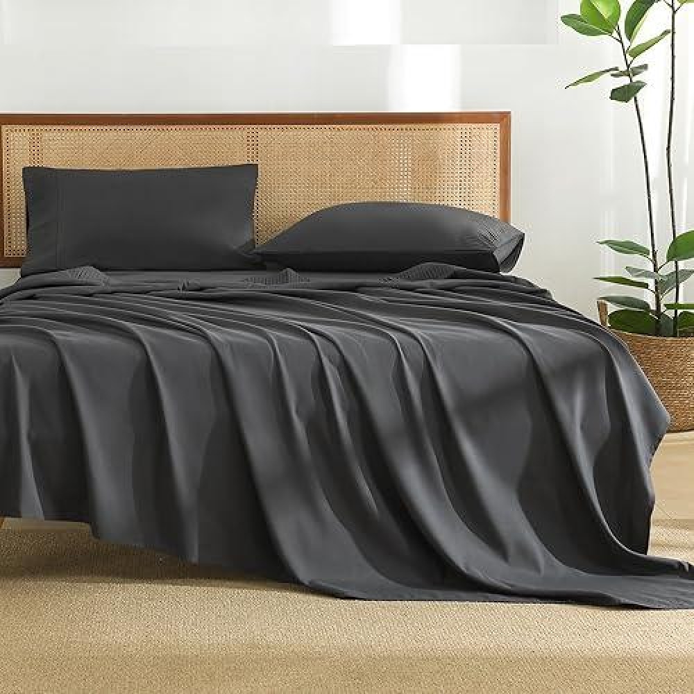 Andency Dark Grey Sheets California King Set 4 Pieces Soft Sheets For Cal King Size Bed Microfiber Sheet Set Deep Pocket Up T