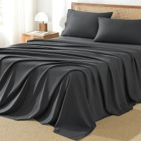 Andency Dark Grey Sheets California King Set 4 Pieces Soft Sheets For Cal King Size Bed Microfiber Sheet Set Deep Pocket Up T