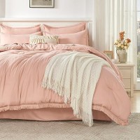 Andency California King Size Comforter Set With Sheets Pink - 7 Pieces Cal King Bed In A Bag Boho Bedding Sets  Pink Bed Set With Comforter  Sheets  Pillowcases & Shams