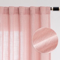 Mysky Home Pink Curtains 84 Inches Long Semi Sheer Soft Nursery Curtains For Girls Bedroom Back Tab Window Drapes Light Filteri