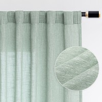 Mysky Home Semi Sheer Curtains For Bedroom Kitchen Curtain Panels Cotton Polyester Blend Fabric Linen Look Texture Light Filter