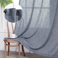 Mysky Home Semi Sheer Curtains 72 Inch Length Light Filtering Window Drapes French Door Curtain Panels Privacy Shade Burlap Far