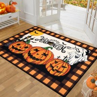 Pauwer Halloween Door Mat Indoor Entrance 32X48 Soft Welcome Mats For Front Door Ultra Thin Pumpkin Doormat Washable Entrywa