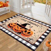 Pauwer Halloween Door Mat Indoor Entrance 32X48 Soft Welcome Mats For Front Door Ultra Thin Pumpkin Doormat Washable Entrywa