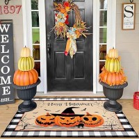 Pauwer Halloween Door Mat Indoor Entrance 32X48 Soft Welcome Mats For Front Door Ultra Thin Pumpkin Doormat Washable Entrywa