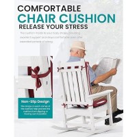 Serwall Hdpe Outdoor Rocking Chair Cushion Set Of 2  Memory Foam Cushion Red White