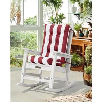 Serwall Hdpe Outdoor Rocking Chair Cushion Set Of 2  Memory Foam Cushion Red White