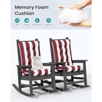 Serwall Hdpe Outdoor Rocking Chair Cushion Set Of 2  Memory Foam Cushion Red White