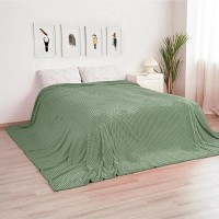 Vessia Flannel Fleece Oversized King Size Blanket(120X120Inch)  300Gsm Cozy Sage Green Stripe Bed Blanket For Couch  Sofa And Bed  Warm And Soft Chocolate Microfiber Ribbed Blanket For All Season