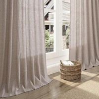 Nanspring Brownish Grey Back Tab Linen Curtains For Living Room 2 Panels Set Semi Sheer Curtains For Dining Room 52X96