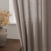 Nanspring Dark Apricot Back Tab Linen Curtains For Living Room 2 Panels Set Semi Sheer Curtains For Dining Room 52X96