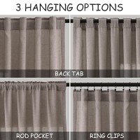 Nanspring Dark Apricot Back Tab Linen Curtains For Living Room 2 Panels Set Semi Sheer Curtains For Dining Room 52X96