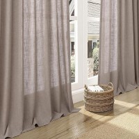 Nanspring Dark Apricot Back Tab Linen Curtains For Living Room 2 Panels Set Semi Sheer Curtains For Dining Room 52X96