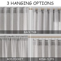 Nanspring Silver Birch Back Tab Linen Curtains For Living Room 2 Panels Set Semi Sheer Curtains For Dining Room 52X108