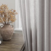 Nanspring Silver Birch Back Tab Linen Curtains For Living Room 2 Panels Set Semi Sheer Curtains For Dining Room 52X108