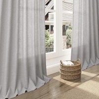 Nanspring Silver Birch Back Tab Linen Curtains For Living Room 2 Panels Set Semi Sheer Curtains For Dining Room 52X108