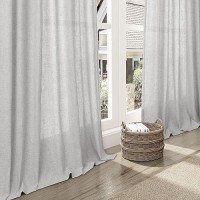 Nanspring Silver Back Tab Linen Curtains For Living Room 2 Panels Set Semi Sheer Curtains For Dining Room 52X96