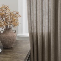 Nanspring Mocha Back Tab Linen Curtains For Living Room 2 Panels Set Semi Sheer Curtains For Dining Room 52X96