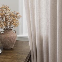 Nanspring Khaki Back Tab Linen Curtains For Living Room 2 Panels Set Semi Sheer Curtains For Dining Room 52X84