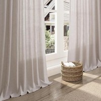 Nanspring Khaki Back Tab Linen Curtains For Living Room 2 Panels Set Semi Sheer Curtains For Dining Room 52X84