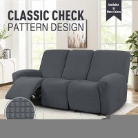 Taococo Recliner Sofa Covers 8Pieces Stretch Large Reclining Couch Covers For 3 Seats Sofa Slipcovers Soft Jacquard Pattern Ch