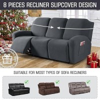 Taococo Recliner Sofa Covers 8Pieces Stretch Large Reclining Couch Covers For 3 Seats Sofa Slipcovers Soft Jacquard Pattern Ch