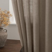 Nanspring Khaki Back Tab Linen Curtains For Living Room 2 Panels Set Semi Sheer Curtains For Dining Room 52X102