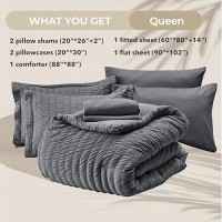 Hymokege Burnt Orange King Size Comforter Set Seersucker 7 Pieces  All Season Luxury Bed In A Bag For Bedroom  Bedding Set With Comforters  Sheets  Pillowcases & Shams