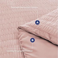 Hymokege Rose Gold King Size Comforter Set Seersucker 7 Pieces  All Season Luxury Bed In A Bag For Bedroom  Bedding Set With Comforters  Sheets  Pillowcases & Shams