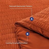 Hymokege Burnt Orange California King Comforter Set Seersucker 7 Pieces  All Season Luxury Bed In A Bag For Bedroom  Bedding Set With Comforters  Sheets  Pillowcases & Shams