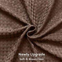 Miye Pleated Waffle Weave Bed Skirt Tailored Dust Ruffle 18 Inch Drop Easy Fit Machine Washable Brown Full 18 Drop