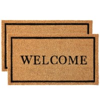 Kankun Coco Coir Door Mat With Heavy Duty Backing Welcome Doormat 17 X 30 Doormat Entrance Pack Of 2 Welcome