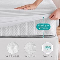 Hyleory 100 Waterproof Mattress Protector Full Size Viscose Made From Bamboo Mattress Pad Cover Noiseless Washable With Deep Po