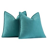 Miulee Pack Of 2 Teal Decorative Pillow Covers 26X26 Inch Soft Chenille Couch Throw Pillows Farmhouse Cushion Covers With Elegan