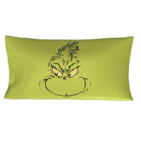 Franco Collectibles Grinch By Dr Seuss Holiday Beauty Silky Satin King Size Pillowcase Cover 20X36 For Hair And Skin Official