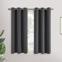 Youngstex Short Blackout Curtains 45 Inch Length For Rv Camper Basement Thermal Insulated With Grommet Room Darkening Small Wi