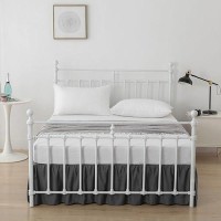 Xuan Dian Bed Skirt Queen Size Ruffled Bed Skirt With Split Corners 16 Inch Drop Dust Ruffle Bed Skirt With Platform Dark Grey