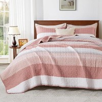 Andency California King Quilt Set - Blush Pink Lightweight Soft Quilt Cal King - Summer Bedspread California King Size - Bedding Coverlet For All Seasons (Includes 1 Quilt  2 Pillow Shams)