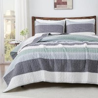 Andency California King Quilt Set - Linen Grey Lightweight Soft Quilt Cal King - Summer Bedspread California King Size - Bedding Coverlet For All Seasons (Includes 1 Quilt  2 Pillow Shams)