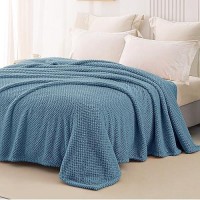 Whale Flotilla Queen Size Fuzzy Fleece Blanket  Fluffy Warm Soft Jacquard Bed Blankets For All Season  Lightweight And Cozy  90X90 Inch  Slate Blue