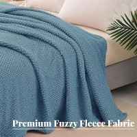 Whale Flotilla Queen Size Fuzzy Fleece Blanket  Fluffy Warm Soft Jacquard Bed Blankets For All Season  Lightweight And Cozy  90X90 Inch  Slate Blue