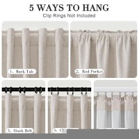 Joywell Sand Linen 100% Blackout Curtains 108 Inch Long  Rod Pocket/Back Tab/Hook Belt/Clip Rings Thermal Insulated Drapes For Bedroom Living Room Ivory With Hooks(2 Panels 52 X 108 Sand Beige)