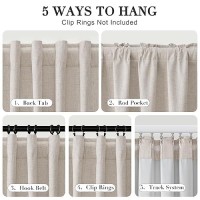 Joywell Sand Linen 100% Blackout Curtains 102 Inch Long  Rod Pocket/Back Tab/Hook Belt/Clip Rings Thermal Insulated Drapes For Bedroom Living Room Ivory With Hooks(2 Panels 52 X 102 Sand Beige)