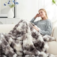 Cozy Bliss Faux Fur Throw Blanket For Couch Fuzzy Soft Plush Thick Bubble Blanket For Sofa Bedroom Living Room 90 90 Inches