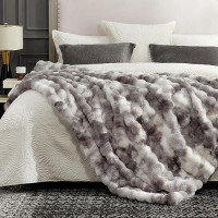 Cozy Bliss Faux Fur Throw Blanket For Couch Fuzzy Soft Plush Thick Bubble Blanket For Sofa Bedroom Living Room 90 90 Inches