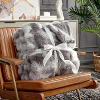 Cozy Bliss Faux Fur Throw Blanket For Couch Fuzzy Soft Plush Thick Bubble Blanket For Sofa Bedroom Living Room 90 90 Inches