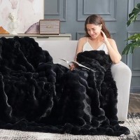 Cozy Bliss Faux Fur Throw Blanket For Couch Fuzzy Soft Plush Thick Bubble Blanket For Sofa Bedroom Living Room 108 90 Inches