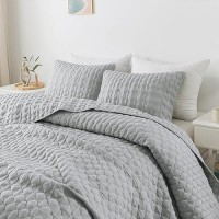 Wdcozy Light Grey Quilts Queen Size Bedding Set With 2 Pillow Shams Lightweight Soft Bedspread Coverlet Thin Comforter Bed Cov